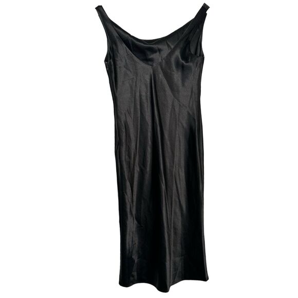 Birdy Grey Women's Size S Black Midi Slip Dress Satin Formal Lined - Picture 2 of 11
